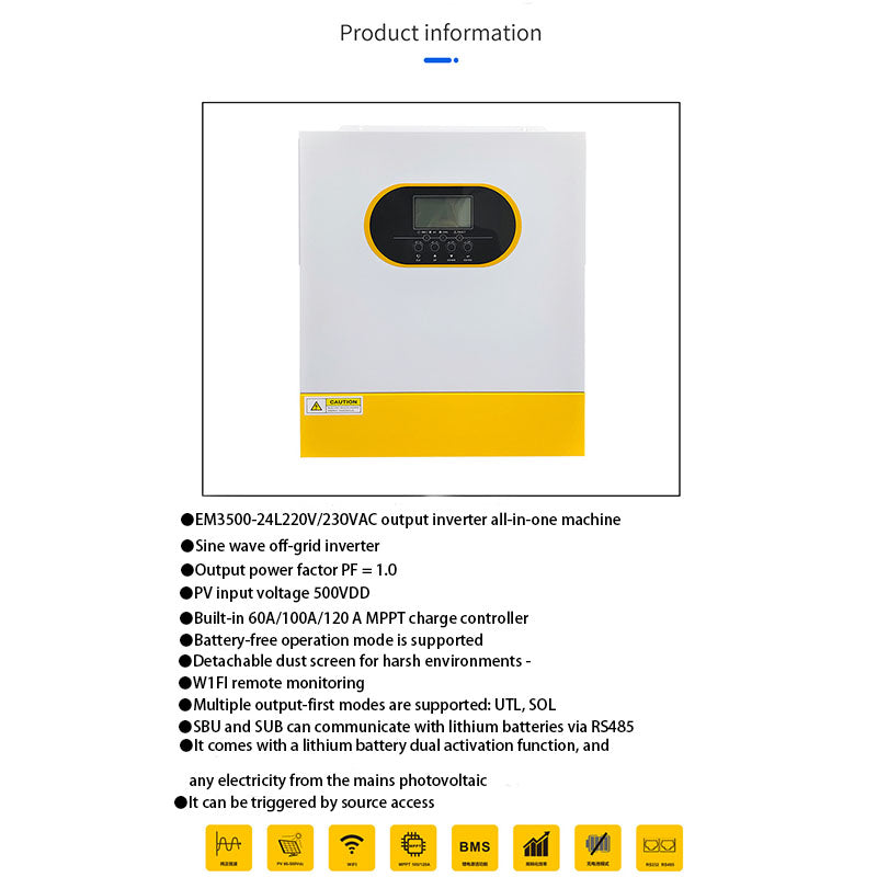 Solar inverter all-in-one machine 3.5 controller off-grid pure sine wave photovoltaic inverter intelligence
