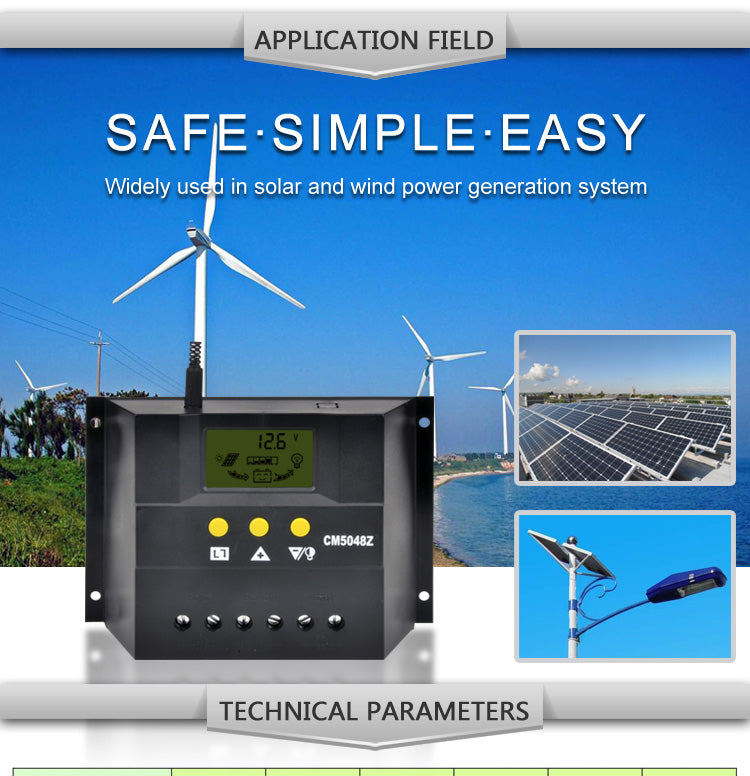 Solar Controller 50A 60A 12V/24V Light Control Smart Solar Charge Controller