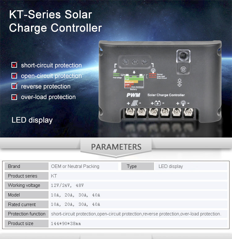 Factory supply solar controller solar street light controller 12V/24V 48V  30A 40A